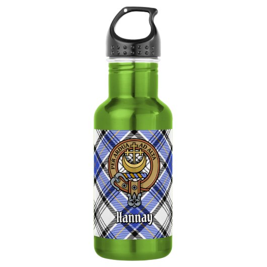 Clan Hannay Wapen over Tartan Waterfles (Voorkant)