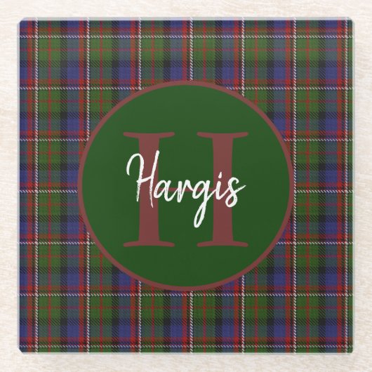 Clan Hargis Monogrammed Glass Onderzetter (Voorkant)