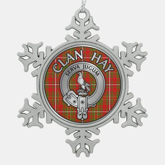 Clan Hay Crest & Tartan Tin Sneeuwvlok Ornament (Voorkant)