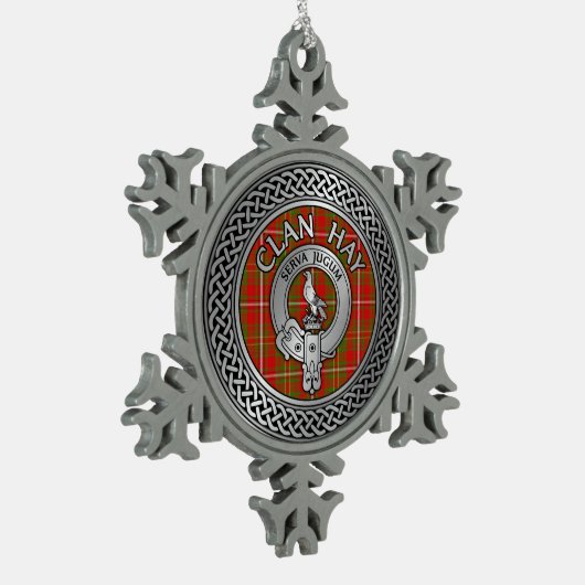Clan Hay Crest & Tartan Tin Sneeuwvlok Ornament (Links)