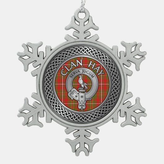 Clan Hay Crest & Tartan Tin Sneeuwvlok Ornament (Voorkant)