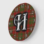 Clan Hay Letter H Monogram Tartan Grote Klok (Hoek)
