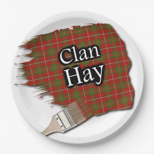 Clan Hay Scottish Tartan Paint Brush Papieren Bordje (Voorkant)