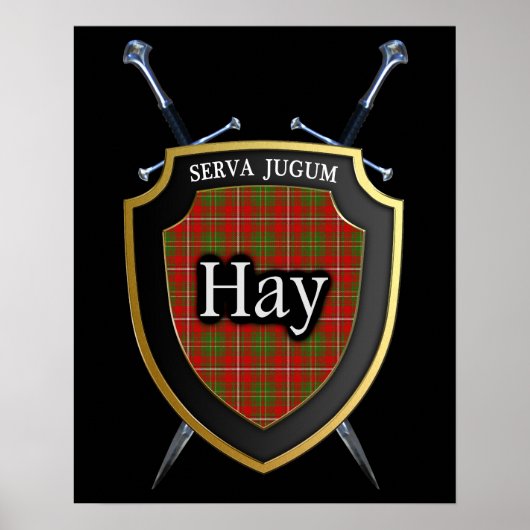 Clan Hay Tartan Scottish Shield & Swords Poster (Voorkant)