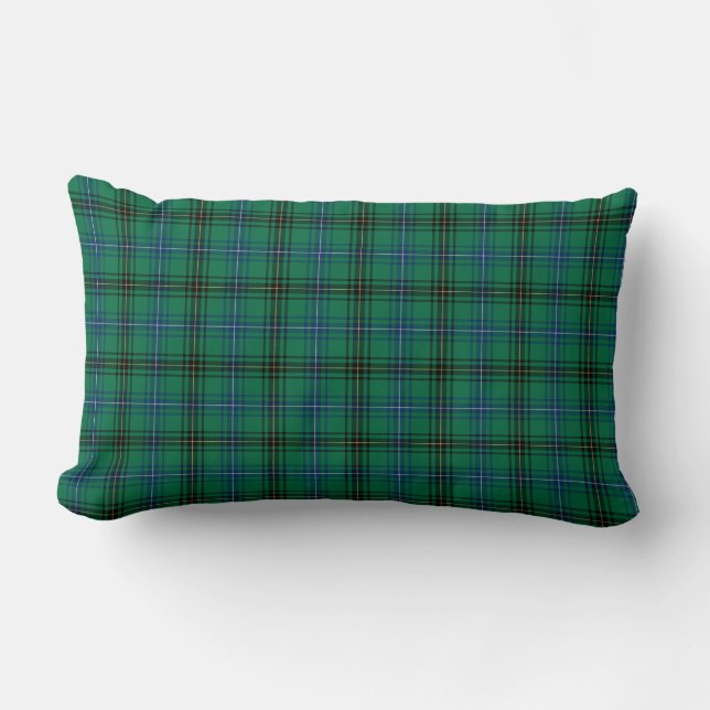 Clan Henderson Bright Green en Blue Tartan Kussen (Voorkant)