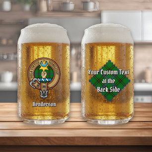 Clan Henderson Crest over Tartan Blikvorm Glas