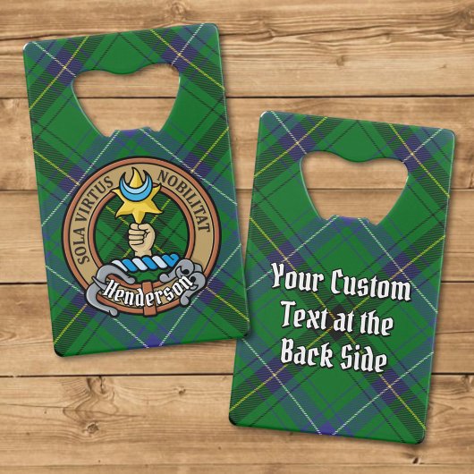 Clan Henderson Crest over Tartan Creditkaart Flessenopener