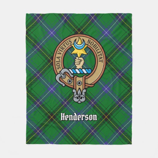 Clan Henderson Crest over Tartan Fleece Deken (Voorkant)