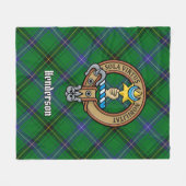 Clan Henderson Crest over Tartan Fleece Deken (Voorkant (Horizontaal))