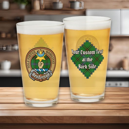 Clan Henderson Crest over Tartan Glas