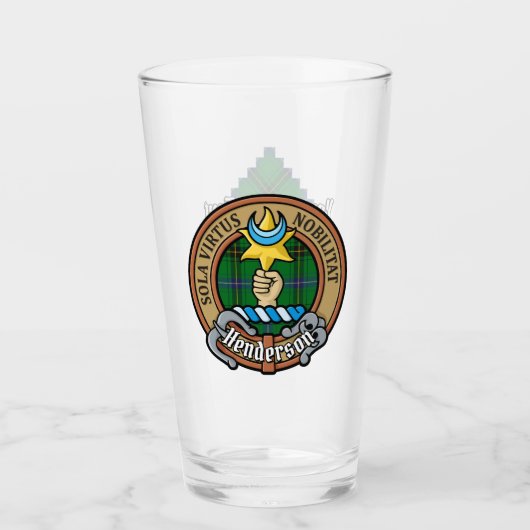 Clan Henderson Crest over Tartan Glas (Voorkant)