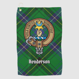 Clan Henderson Crest over Tartan Golfhanddoek