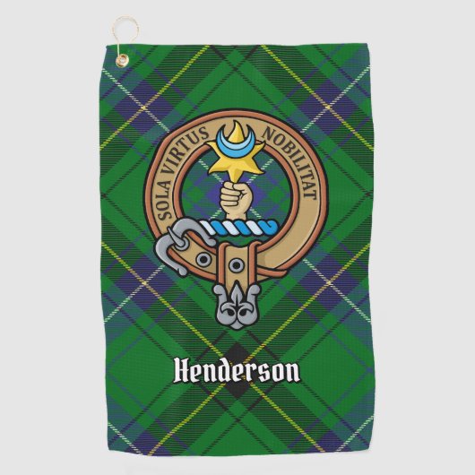 Clan Henderson Crest over Tartan Golfhanddoek (Voorkant)