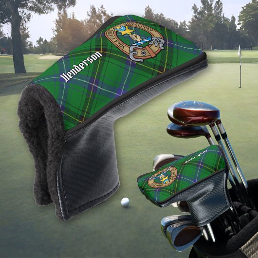 Clan Henderson Crest over Tartan Golfheadcover
