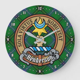 Clan Henderson Crest over Tartan Grote Klok