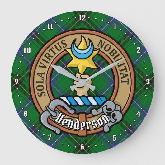 Clan Henderson Crest over Tartan Grote Klok (Voorkant)