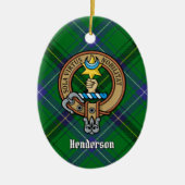 Clan Henderson Crest over Tartan Keramisch Ornament (Voorkant)