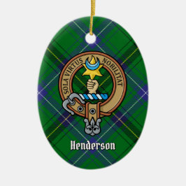 Clan Henderson Crest over Tartan Keramisch Ornament
