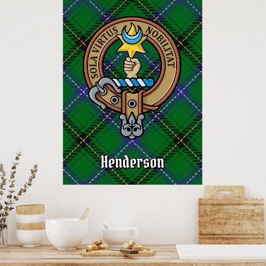 Clan Henderson Crest over Tartan Poster (Keuken)