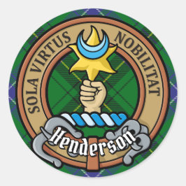 Clan Henderson Crest over Tartan Ronde Sticker