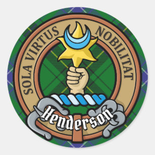 Clan Henderson Crest over Tartan Ronde Sticker