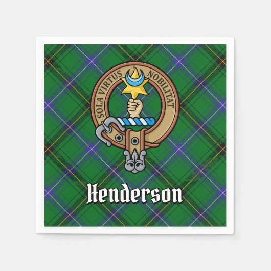 Clan Henderson Crest over Tartan Servet (Voorkant)