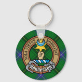 Clan Henderson Crest over Tartan Sleutelhanger (Voorkant)