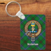 Clan Henderson Crest over Tartan Sleutelhanger (Voorkant)