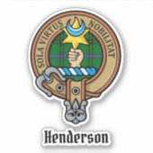 Clan Henderson Crest over Tartan Sticker (Voorkant)