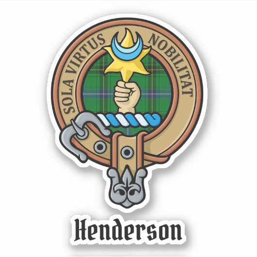 Clan Henderson Crest over Tartan Sticker (Voorkant)