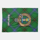 Clan Henderson Crest over Tartan Theedoek (Horizontaal)