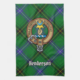 Clan Henderson Crest over Tartan Theedoek