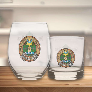 Clan Henderson Crest over Tartan Whisky Glas