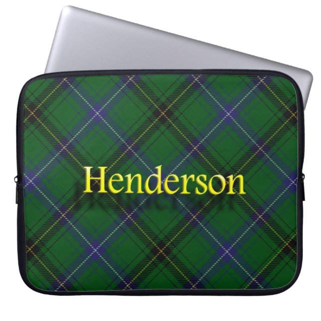 Clan Henderson Scottish Tartan Laptop Sleeve (Voorkant)