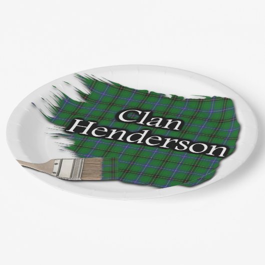 Clan Henderson Scottish Tartan Paint Brush Papieren Bordje (Gekanteld)