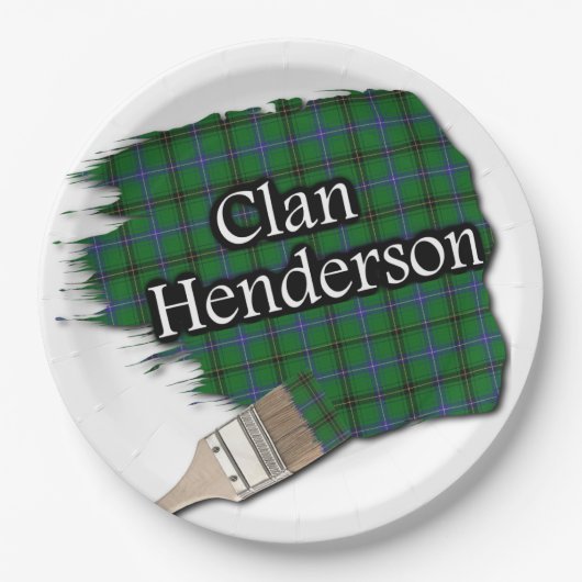 Clan Henderson Scottish Tartan Paint Brush Papieren Bordje (Voorkant)