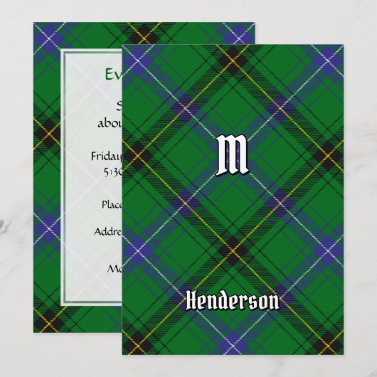 Clan Henderson Tartan Kaart (Voorkant / Achterkant)