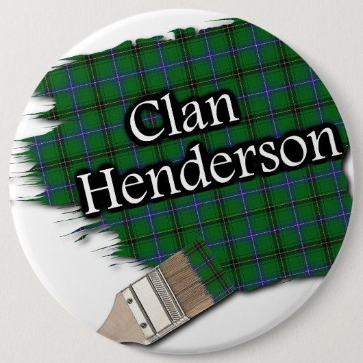 Clan Henderson Tartan Kwast Ronde Button 6,0 Cm (Voorkant)
