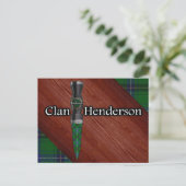 Clan Henderson Tartan Sgian Dubh Blade Briefkaart (Staand voorkant)