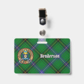 Clan Henderson Wapen over Tartan Badge (Voorzijde met clip)