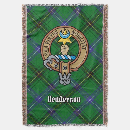 Clan Henderson Wapen over Tartan Deken (Voorkant Verticaal)