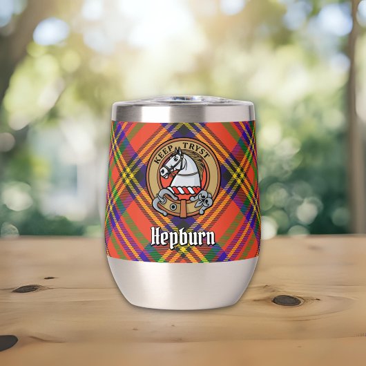 Clan Hepburn Crest over Tartan