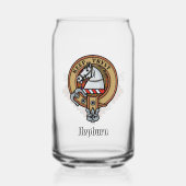 Clan Hepburn Crest over Tartan Blikvorm Glas (Voorkant)
