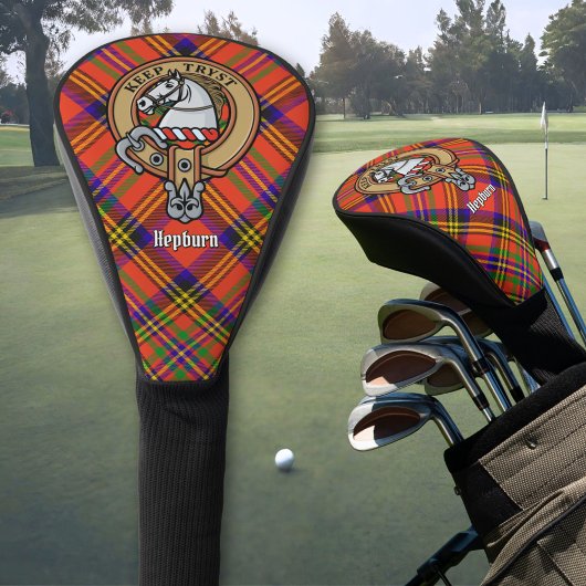 Clan Hepburn Crest over Tartan Golfheadcover