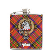 Clan Hepburn Crest over Tartan Heupfles (Voorkant)