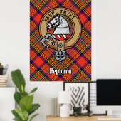 Clan Hepburn Crest over Tartan Poster (Thuiskantoor)