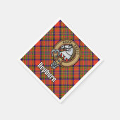 Clan Hepburn Crest over Tartan Servet (Hoek)