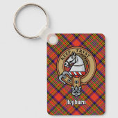 Clan Hepburn Crest over Tartan Sleutelhanger (Voorkant)