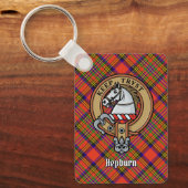 Clan Hepburn Crest over Tartan Sleutelhanger (Voorkant)