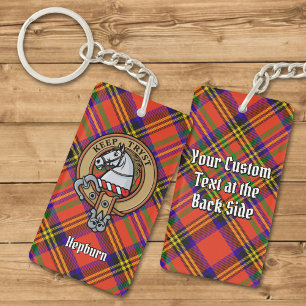 Clan Hepburn Crest over Tartan Sleutelhanger